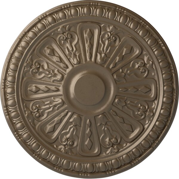 Ekena Millwork Raymond Ceiling Medallion (Fits Canopies up to 5 3/8"), Hand-Painted Warm Silver, 18"OD x 1 1/4"P CM18RA2WSS - main